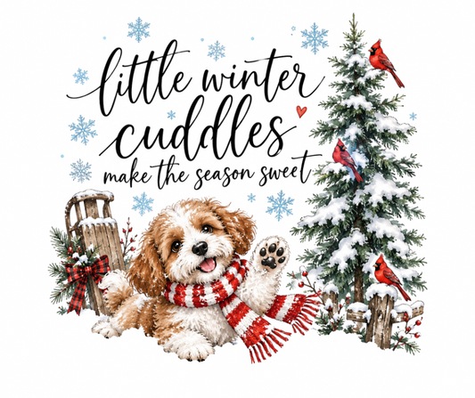 Little Winter Cuddles Puppy PNG | Winter Digital Download