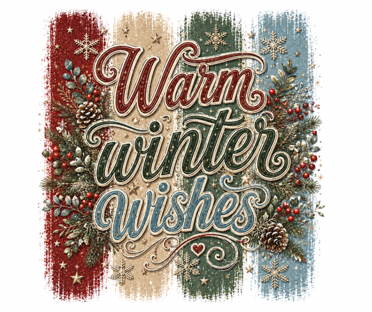 Warm Winter Wishes PNG | Rustic Digital Download
