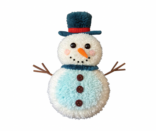 Fluffy Snowman PNG | Blue Top Hat Winter Digital Design