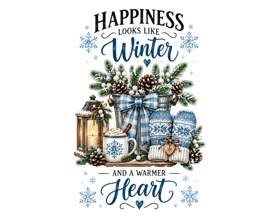 Happiness Looks Like Winter & a Warmer Heart PNG Download