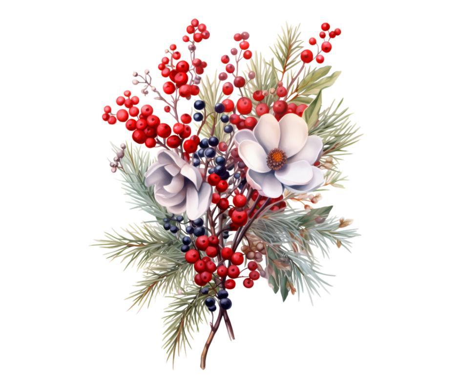 Winter Floral Bouquet PNG Bundle | 10 Digital Designs
