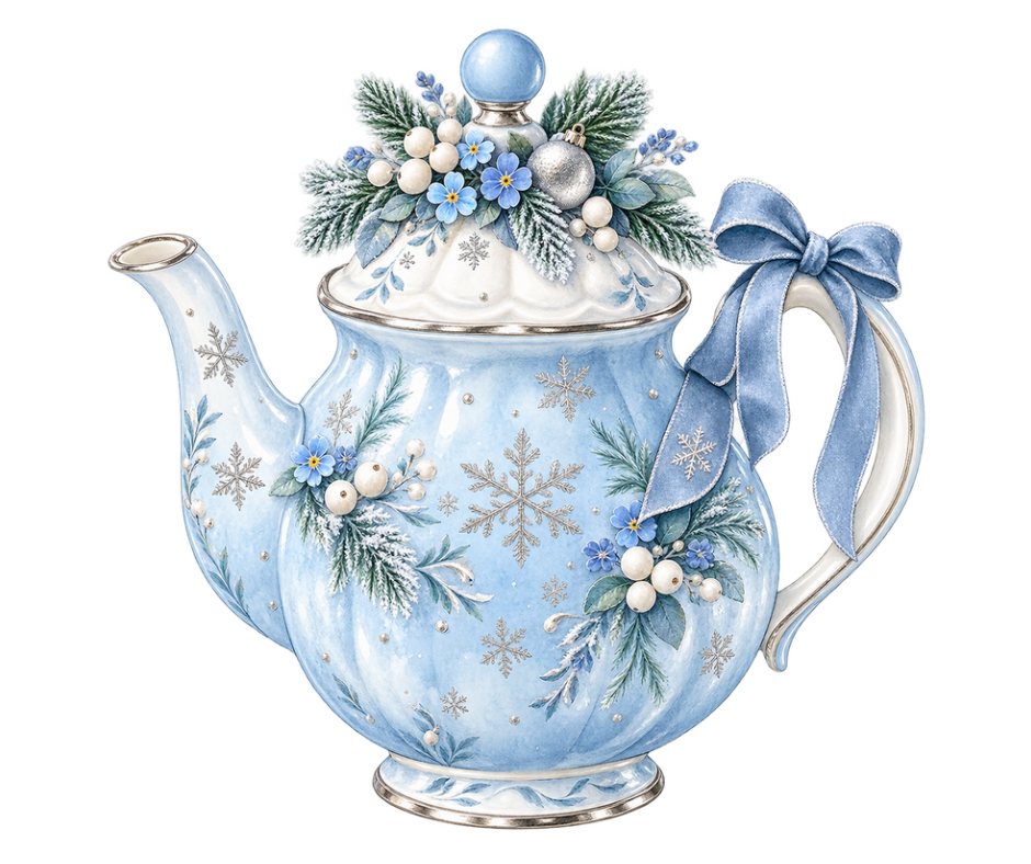 Winter Blue Rose & White Floral Bundle – 6 PNG Digital Downloads