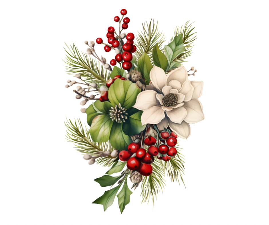 Winter Floral Bouquet PNG Bundle | 10 Digital Designs