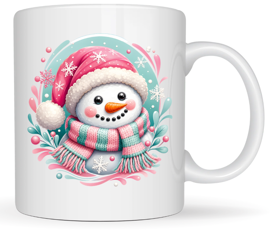Cozy Pink Snowman PNG – Digital Download