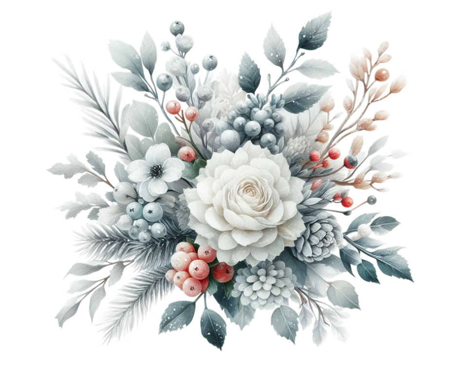 Vintage Winter Rose 3 Design PNG Bundle – Digital Download