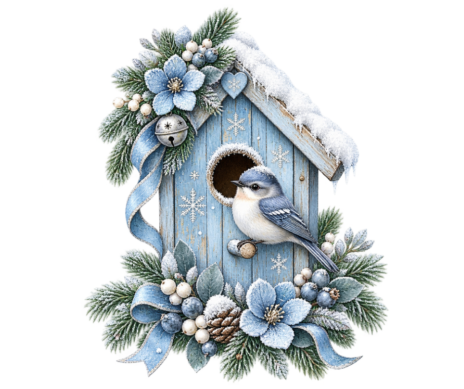 Winter Blue Rose & White Floral Bundle – 6 PNG Digital Downloads