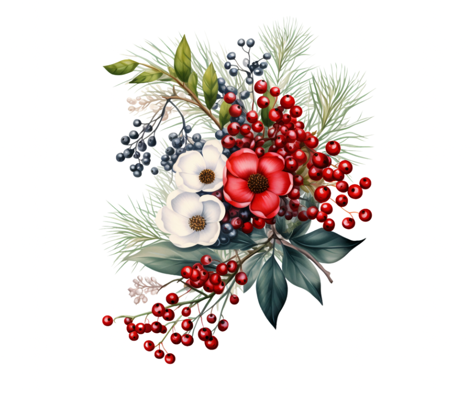 Winter Floral Bouquet PNG Bundle | 10 Digital Designs