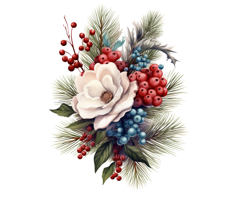 Winter Floral Bouquet PNG Bundle | 10 Digital Designs