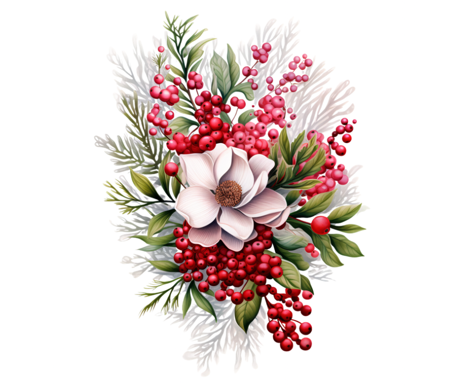 Winter Floral Bouquet PNG Bundle | 10 Digital Designs