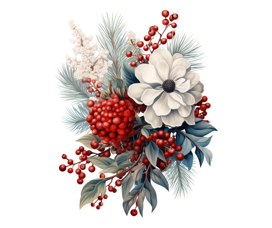 Winter Floral Bouquet PNG Bundle | 10 Digital Designs