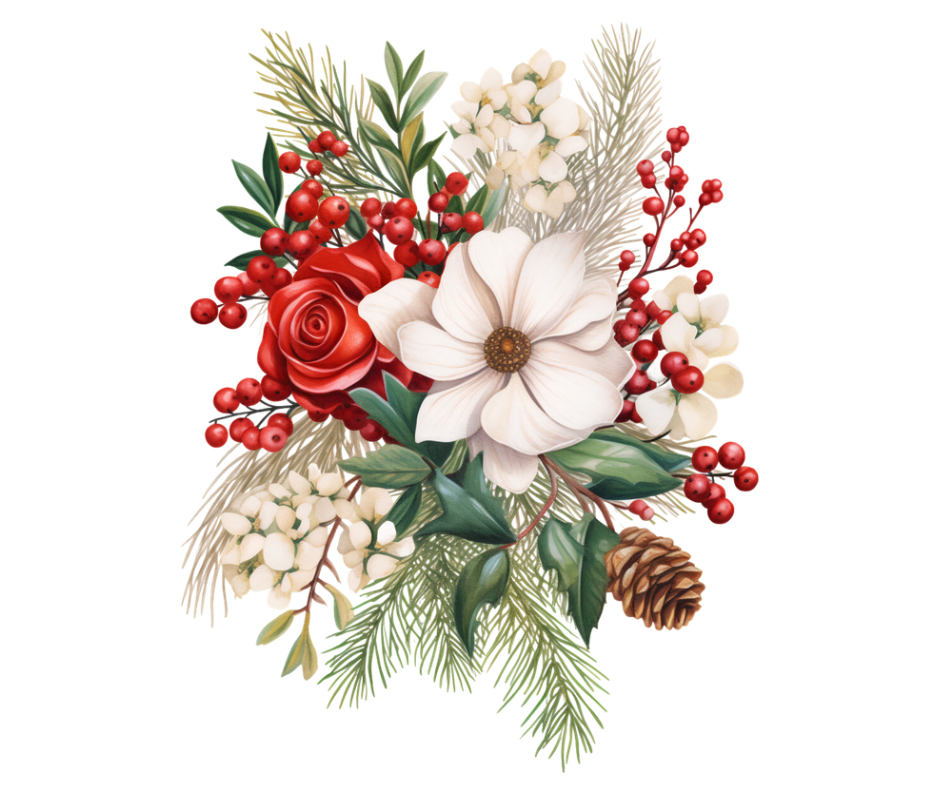 Winter Floral Bouquet PNG Bundle | 10 Digital Designs