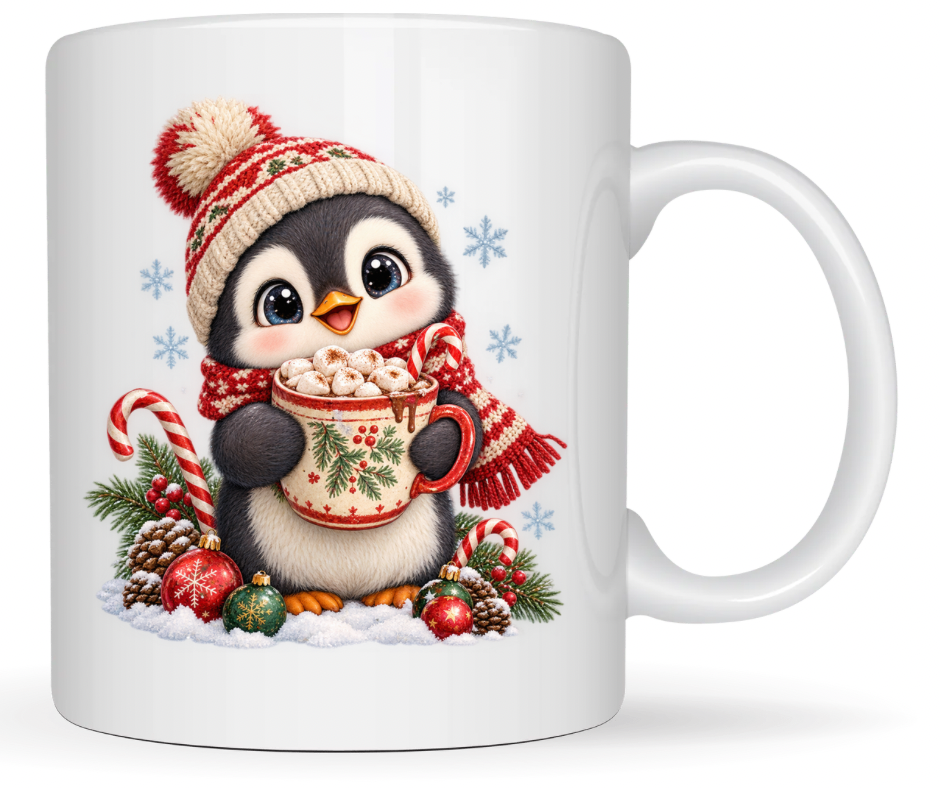Cozy Penguin Hot Cocoa PNG | Winter Digital Download