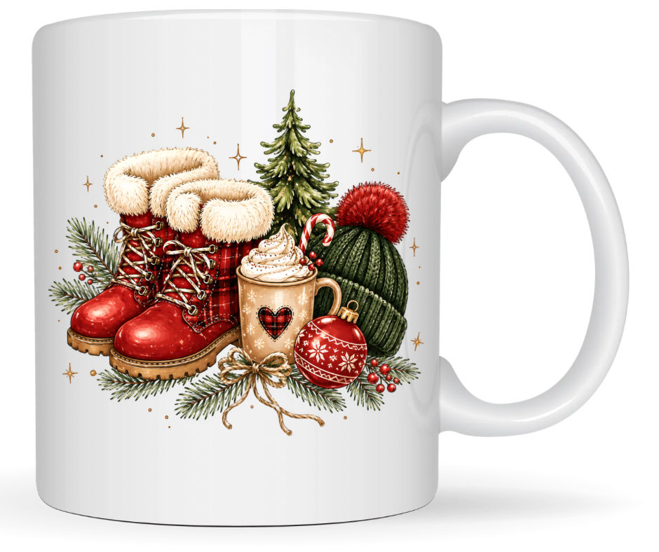 Cozy Christmas Boots & Cocoa PNG | Winter Digital Design