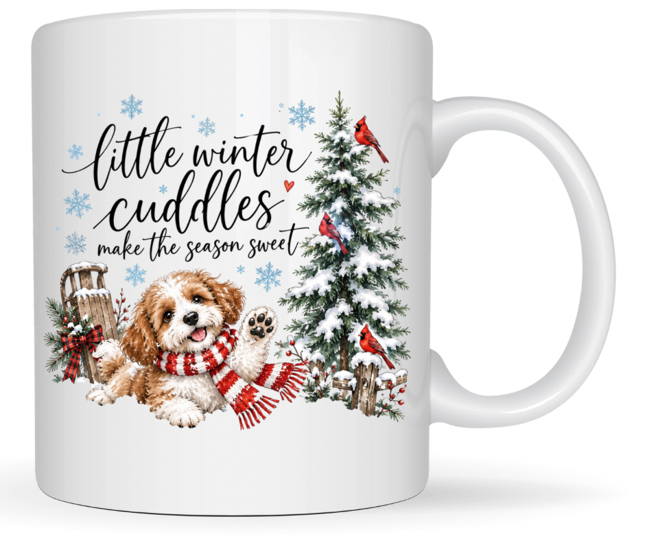 Little Winter Cuddles Puppy PNG | Winter Digital Download