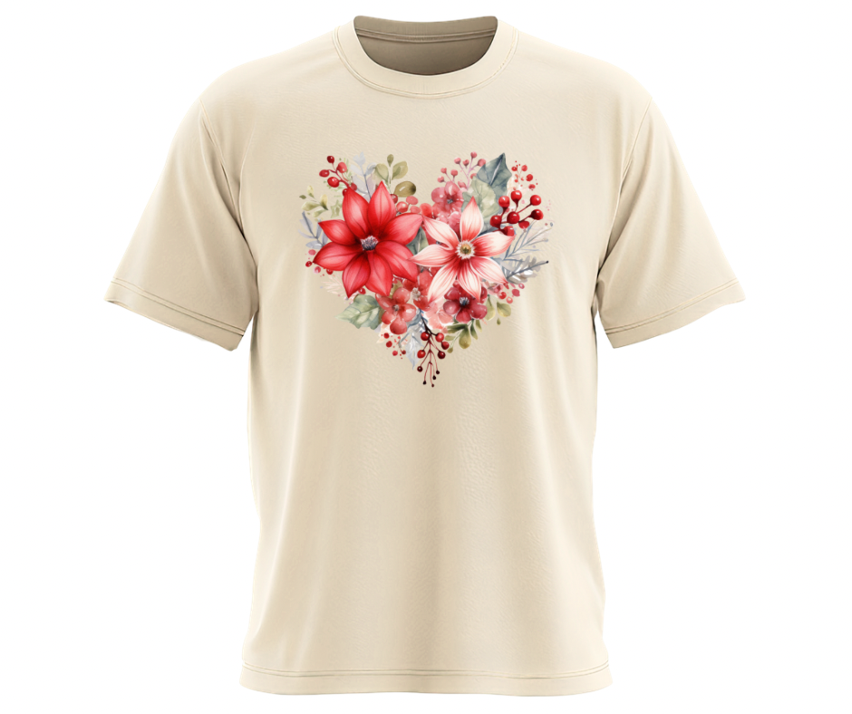 Watercolor Winter Floral Heart 8 Design PNG Bundle – Digital Download