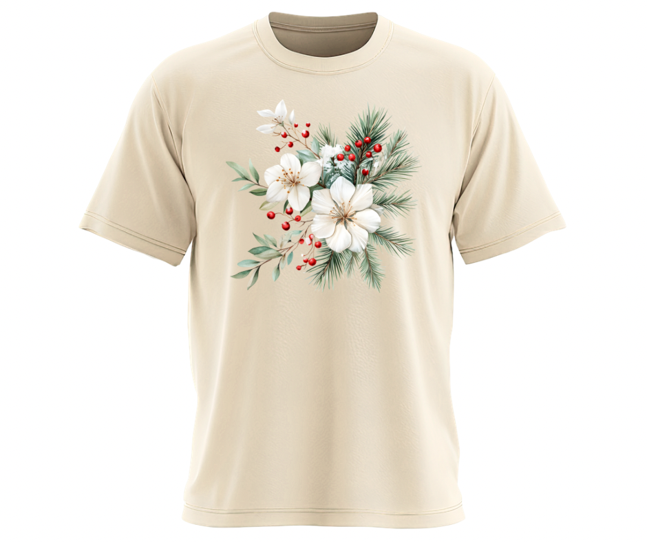 White Winter Blossoms & Berries PNG – Digital Download