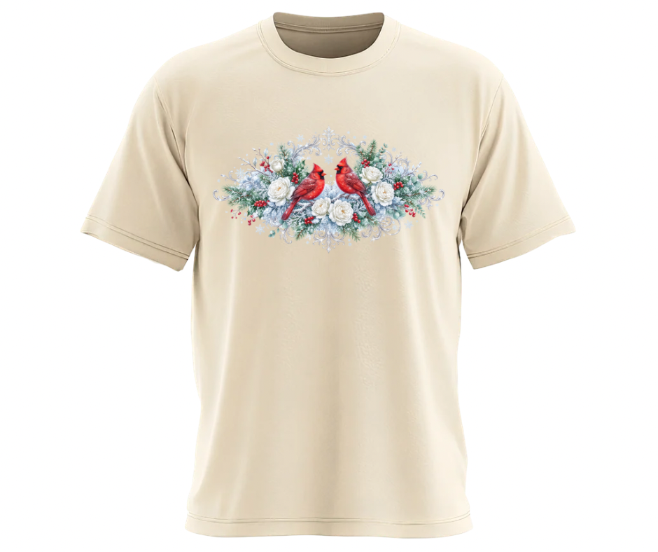 Winter Cardinals & White Roses PNG | Digital Download