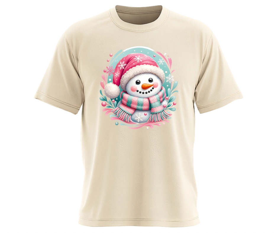 Cozy Pink Snowman PNG – Digital Download
