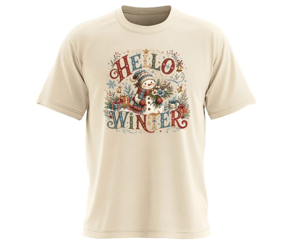 Hello Winter Snowman PNG | Festive Winter Digital Design