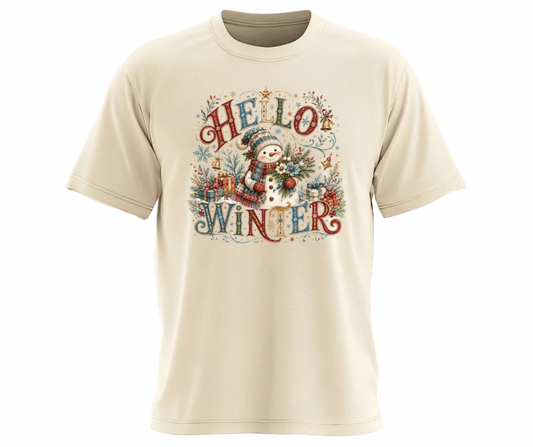 Hello Winter Snowman PNG | Festive Winter Digital Design