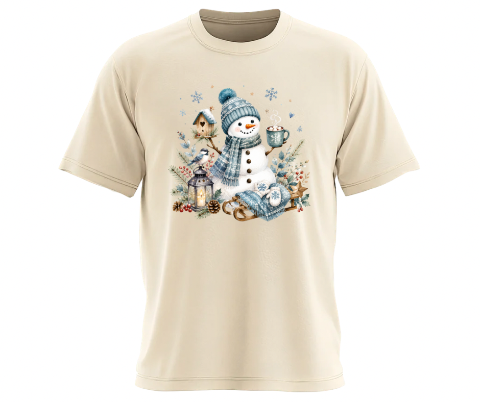Cozy Snowman with Hot Cocoa PNG | Winter Digital Design