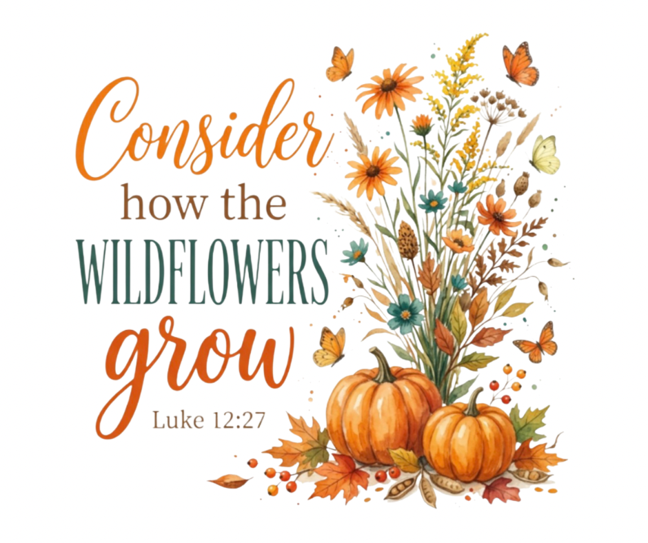 Digital art PNG – Consider How the Wildflowers Grow, Luke 12:27 fall botanical
