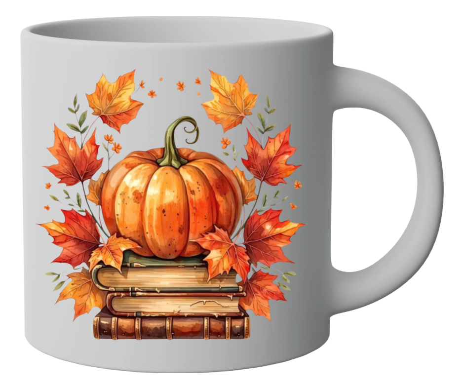 Fall Bookish Pumpkin & Autumn Leaves Digital Download