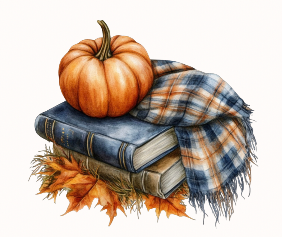 Fall Bookish With Pumpkin & Blanket Digital Download