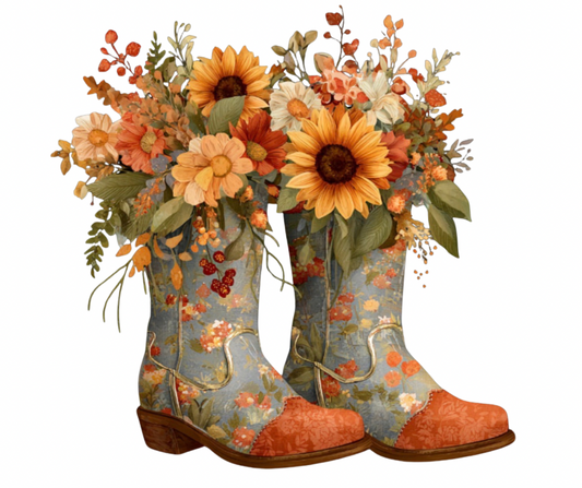 Fall Floral Cowboy Boots – Digital Download