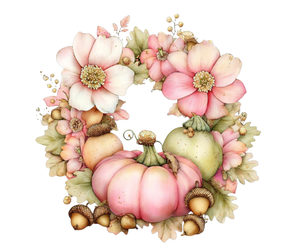 Pink Floral Pumpkin Mega Bundle – Fall Watercolor Digital Download (36 PNG Files)