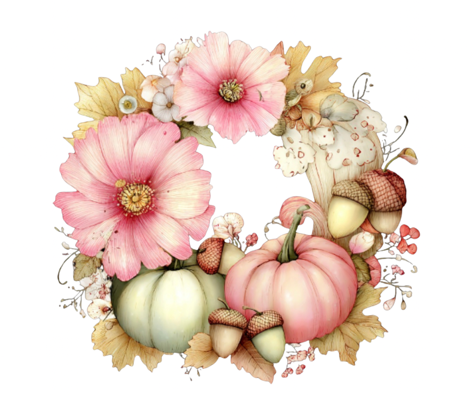 Pink Floral Pumpkin Mega Bundle – Fall Watercolor Digital Download (36 PNG Files)