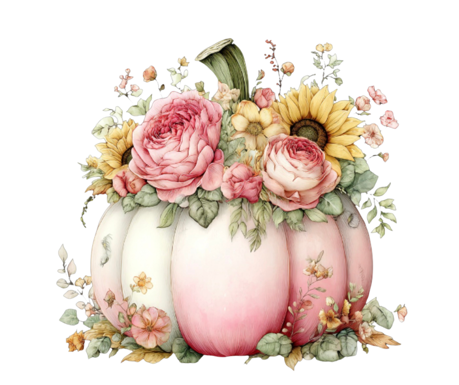 Pink Floral Pumpkin Mega Bundle – Fall Watercolor Digital Download (36 PNG Files)