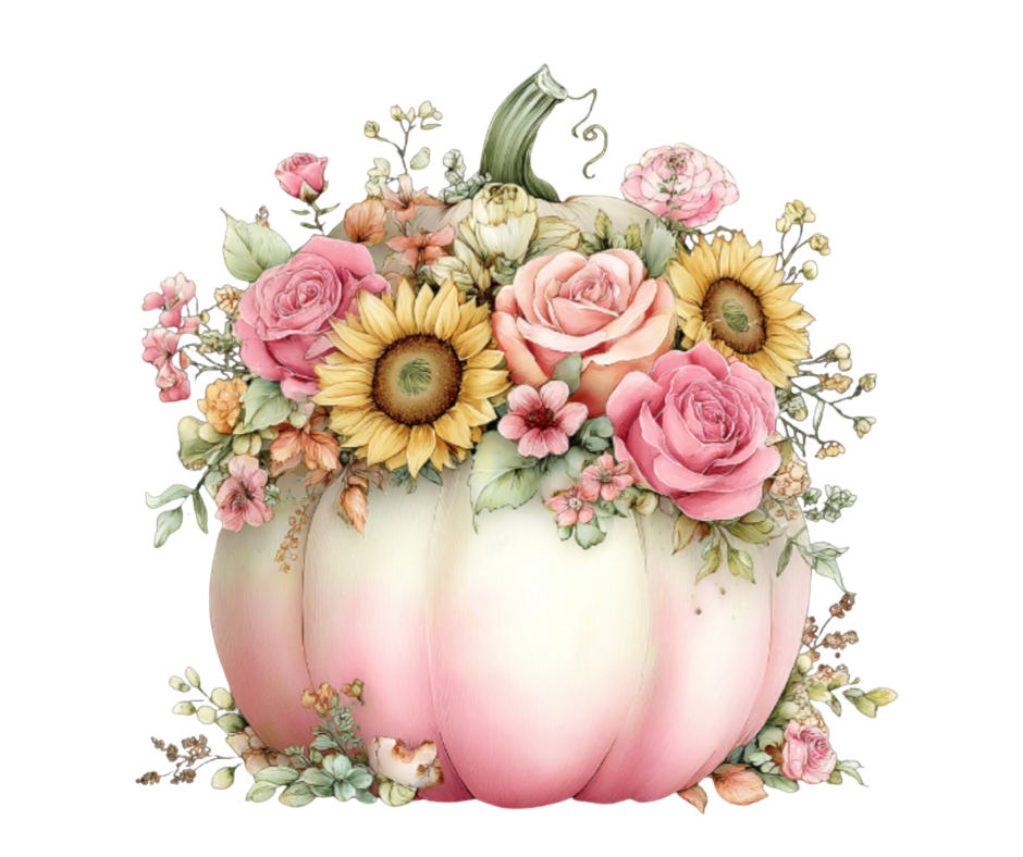 Pink Floral Pumpkin Mega Bundle – Fall Watercolor Digital Download (36 PNG Files)