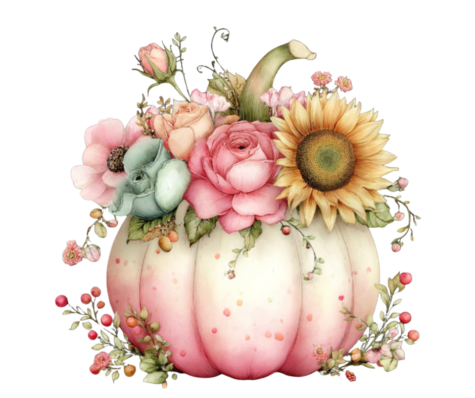 Pink Floral Pumpkin Mega Bundle – Fall Watercolor Digital Download (36 PNG Files)