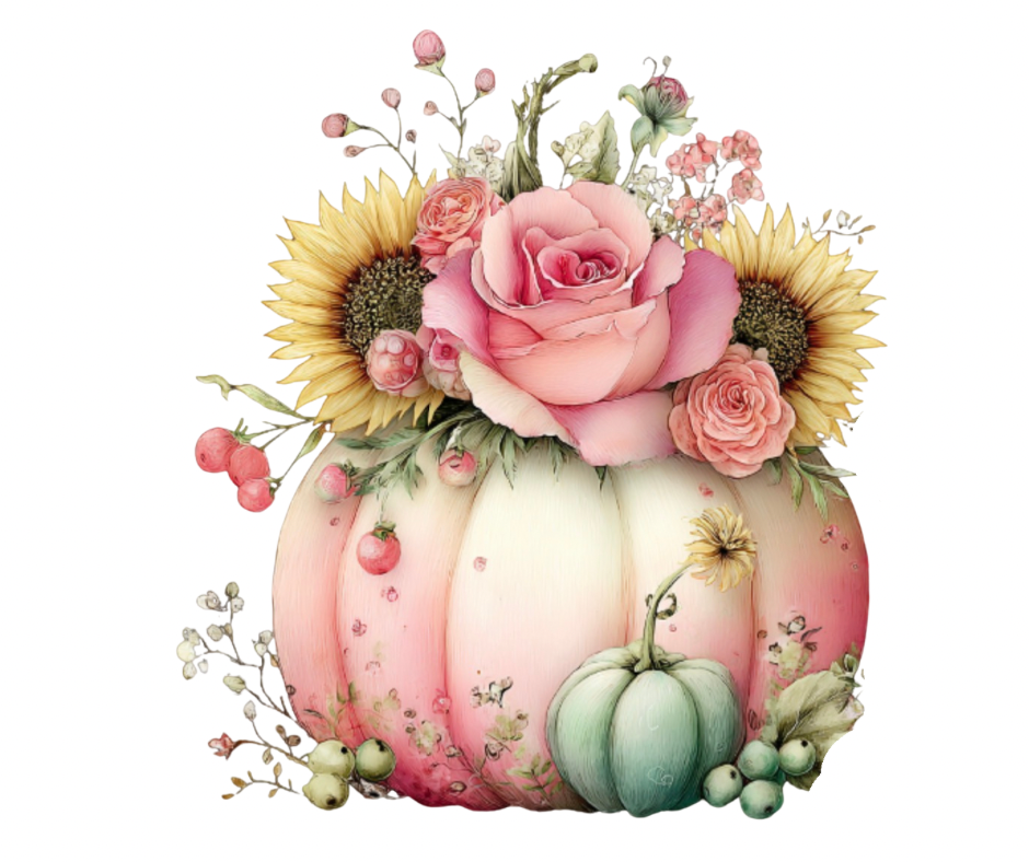 Pink Floral Pumpkin Mega Bundle – Fall Watercolor Digital Download (36 PNG Files)
