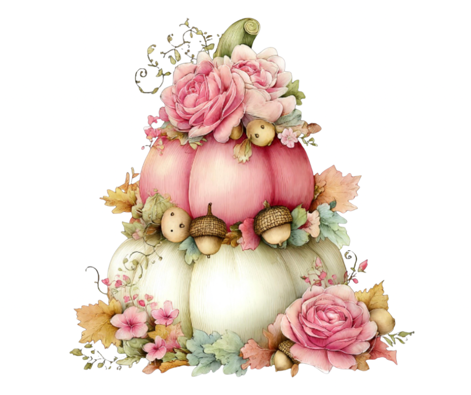 Pink Floral Pumpkin Mega Bundle – Fall Watercolor Digital Download (36 PNG Files)