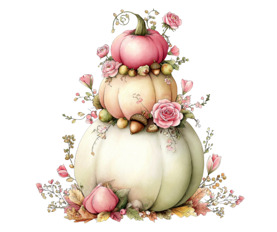 Pink Floral Pumpkin Mega Bundle – Fall Watercolor Digital Download (36 PNG Files)