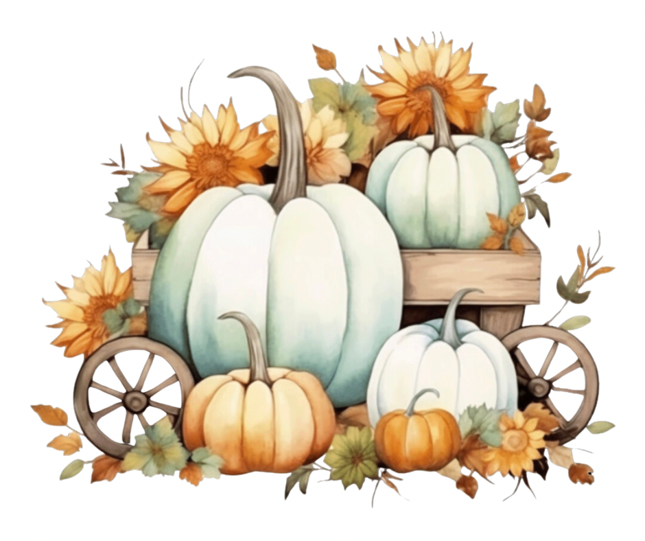 Cream & Teal Pumpkin Collection – Fall Watercolor Digital Download (8 PNG Files)