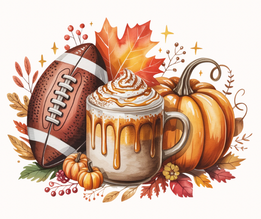 Fall Football Pumpkin Spice Latte Digital Download