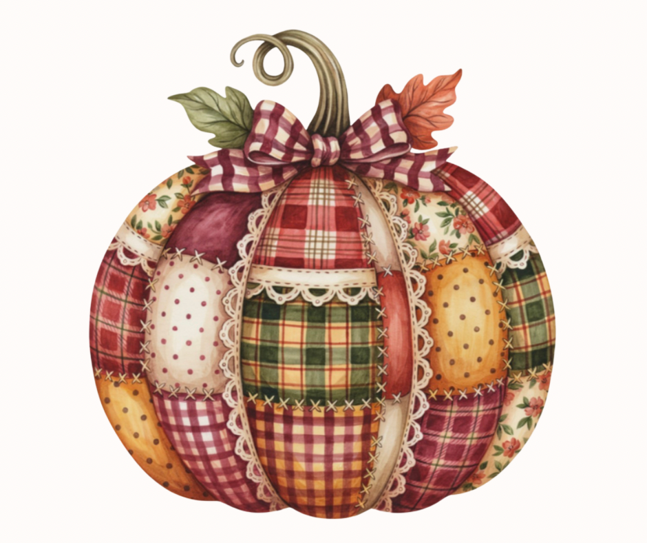 Fall Patchwork Quilt Pumpkin Digital Download