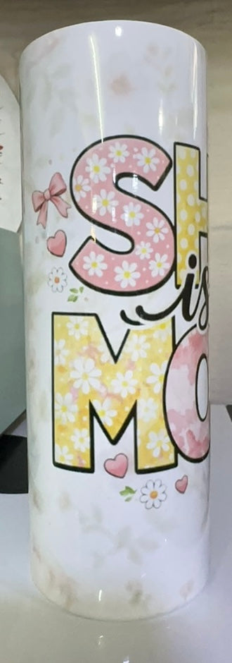 She is Mom 20oz Skinny Tumbler