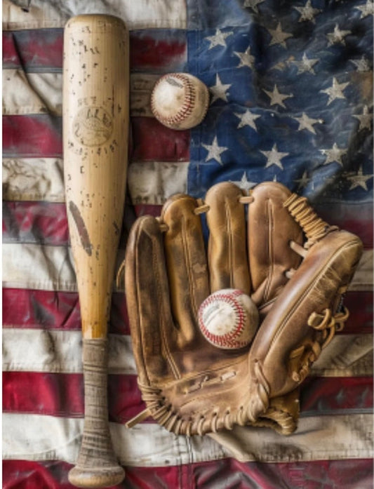 American Flag & Baseball Diamond Art Kit – 30x40cm Round Drill
