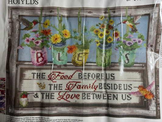 Blessings Diamond Art Kit – Sunflower Mason Jars & Hummingbirds 40x30cm