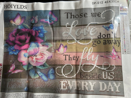 Those We Love Diamond Art Kit – Roses & Butterflies 40x30cm Round Drill