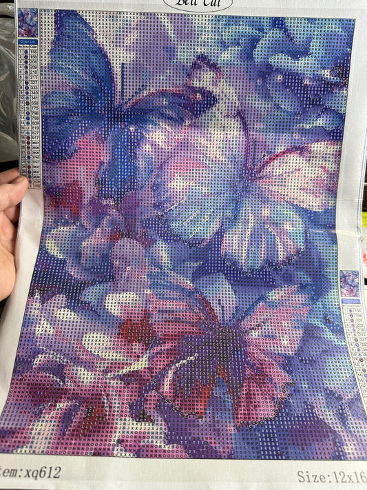 Purple Butterflies Diamond Art Kit – 12x16in Round Drill