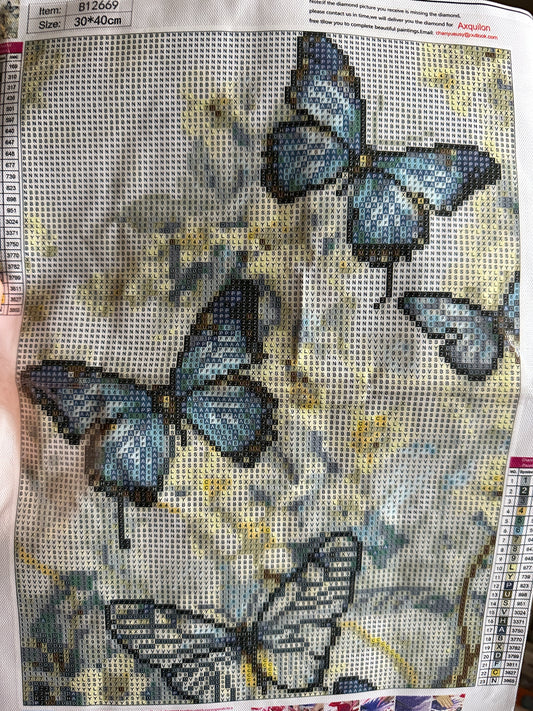 Blue Butterflies Diamond Art Kit – 30x40cm Round Drill