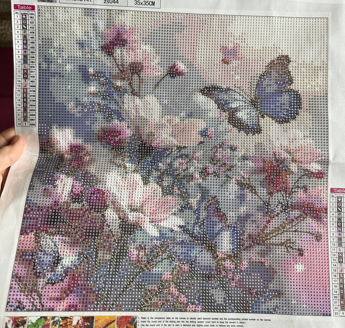 Butterfly & Blossoms Diamond Art Kit – 35x35cm Round Drill