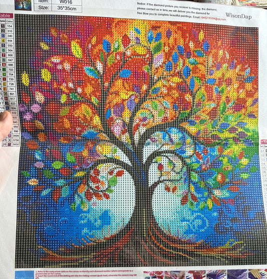 Rainbow Tree of Life Diamond Art Kit – 35x35cm Round Drill