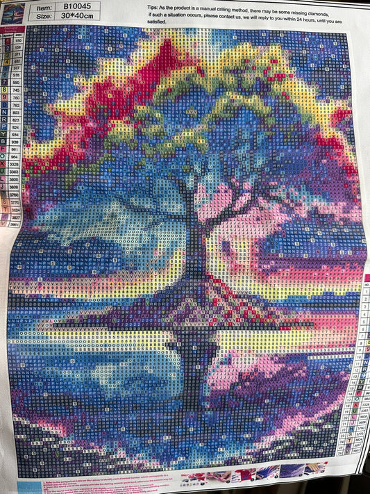 Rainbow Night Tree of Life Diamond Art Kit – 30x40cm Round Drill