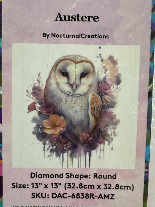Austere Barn Owl Diamond Art Kit – 13x13in Round Drill